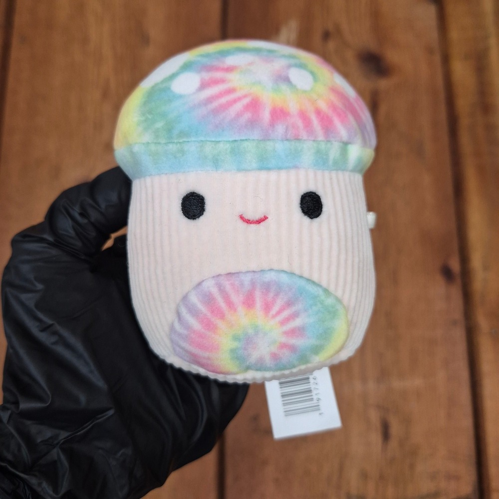Squishmallows Kervin Mushroom Tie Dye Corduroy Pet Toy Plush Crinkle Sound 5"